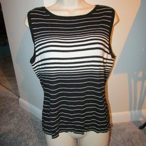 RAFAELLA WOMEN'S BLACK WHITE STRIPED  TANK TOP XL
